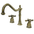 Kingston Brass Widespread Kitchen Faucet, Antique Brass KB1793AXLS